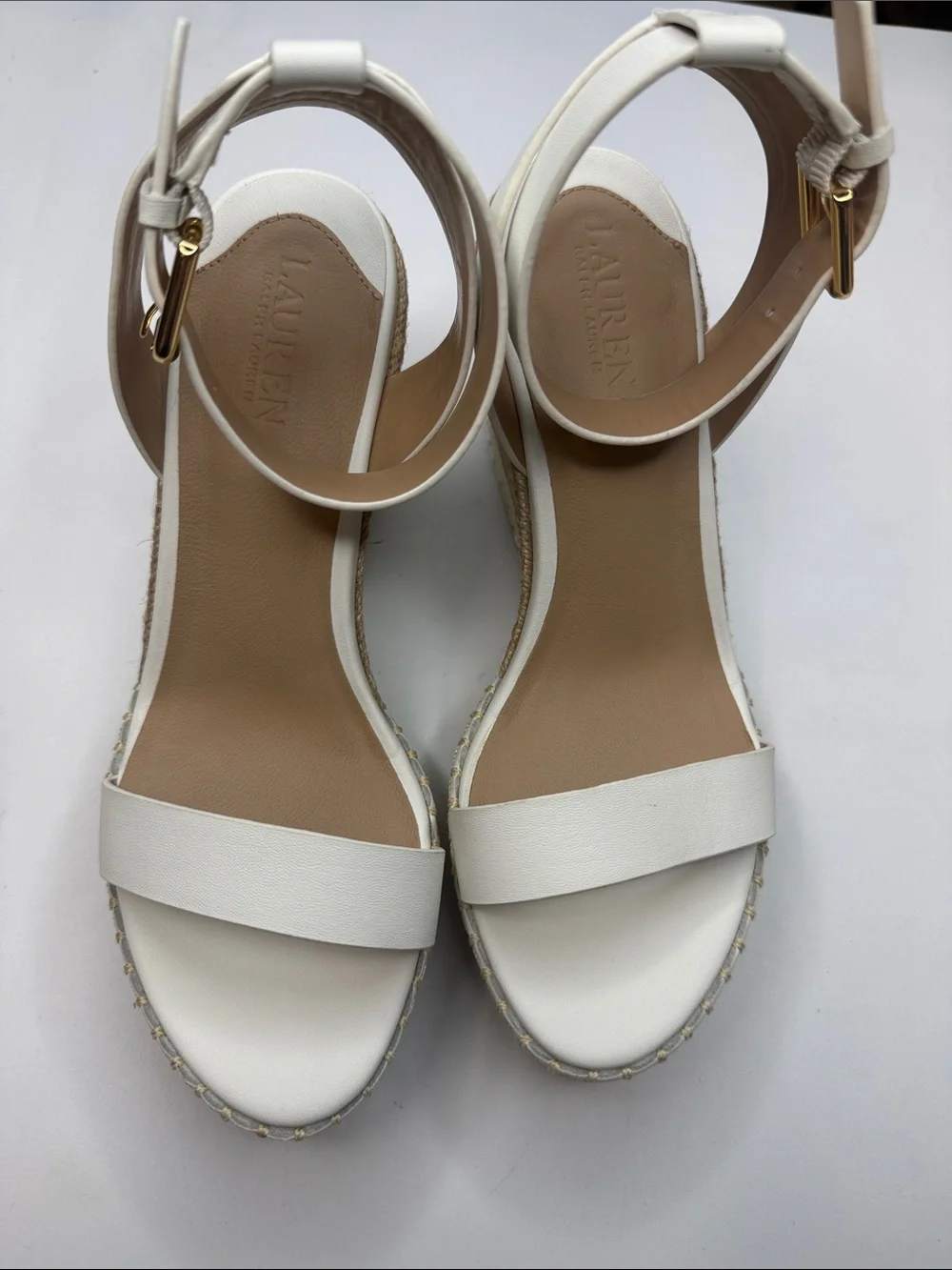 Lauren Ralph Lauren Hilarie Ankle-Strap Espadrille Platform Wedge Size 6.5B